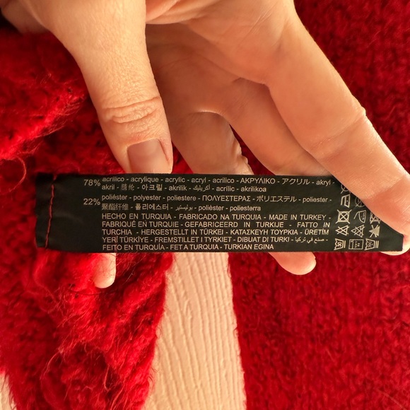 Zara Red Cropped Knit Sweater, Size Smalll - Picture 3 of 3